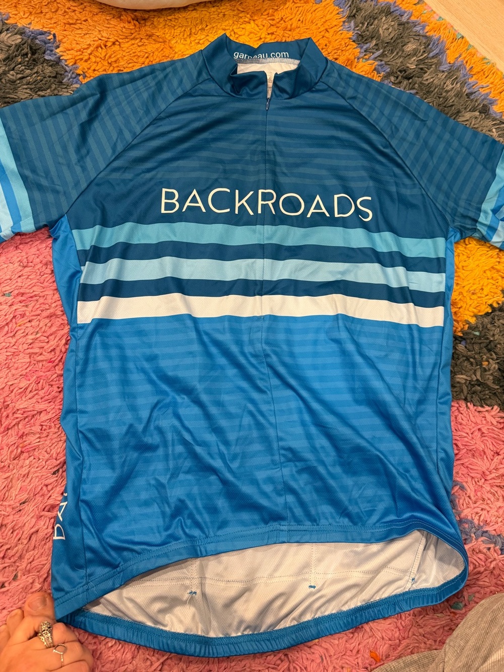 Men's Blue Striped Cycling Jersey